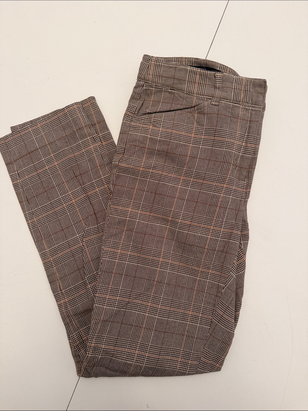 Womens Brown Plaid Dress Pants